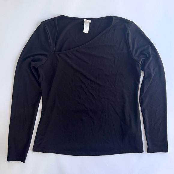 ✨NWOT✨ H&M Long-sleeved Asymmetric Neckline Jersey Top Size L - Picture 5 of 10